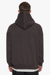 SUPER HEAVY OVERSIZE  V2 MIDDLE EMBO HOODIE WASHED BLACK / WHITE