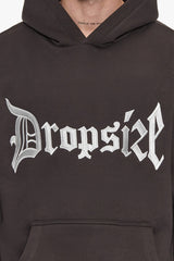 SUPER HEAVY OVERSIZE  V2 MIDDLE EMBO HOODIE WASHED BLACK / WHITE