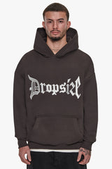 SUPER HEAVY OVERSIZE  V2 MIDDLE EMBO HOODIE WASHED BLACK / WHITE