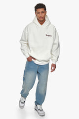 SUPER HEAVY OVERSIZE EMBO HOODIE CREAM  BORDEAUX