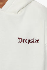 SUPER HEAVY OVERSIZE EMBO HOODIE CREAM  BORDEAUX