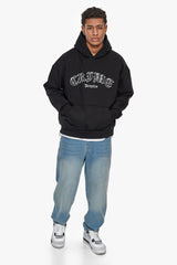 HEAVY OVERSIZE CRIME OUTLINE HOODIE BLACK