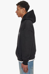 HEAVY OVERSIZE CRIME OUTLINE HOODIE BLACK
