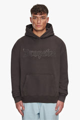 HEAVY OVERSIZE RHINESTONE HOODIE WASHED BLACK
