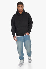 HEAVY OVERSIZE EMBOSSED HOODIE BLACK
