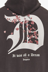 HEAVY OVERSIZE CHERRY FLOWERS HOODIE WASHED BLACK