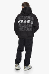 HEAVY OVERSIZE QUADCRIME HOODIE BLACK