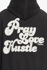 HEAVY OVERSIZE PRAY LOVE HUSTLE HOODIE BLACK