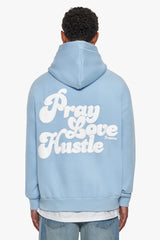 HEAVY OVERSIZE PRAY LOVE HUSTLE HOODIE BABY BLUE