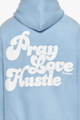 HEAVY OVERSIZE PRAY LOVE HUSTLE HOODIE BABY BLUE