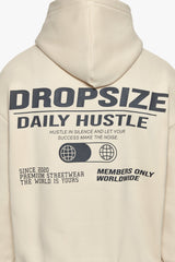 HEAVY OVERSIZE HUSTLE IN SILENCE HOODIE COCONUT MILK / GREY