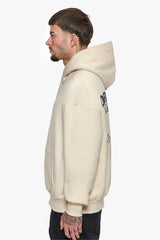 HEAVY OVERSIZE HUSTLE IN SILENCE HOODIE COCONUT MILK / GREY