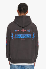 HEAVY OVERSIZE RACING HOODIE WASHED BLACK