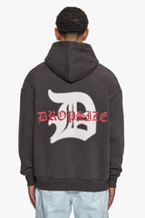 HEAVY OVERSIZE MID LOGO HOODIE WASHED BLACK