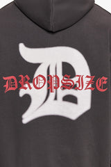 HEAVY OVERSIZE MID LOGO HOODIE WASHED BLACK