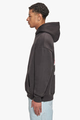 HEAVY OVERSIZE MID LOGO HOODIE WASHED BLACK
