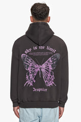 HEAVY OVERSIZE SKY IS THE LIMIT HOODIE WASHED BLACK