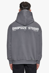 HEAVY OVERSIZE STUDIO HOODIE GREY / WHITE