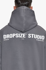 HEAVY OVERSIZE STUDIO HOODIE GREY / WHITE