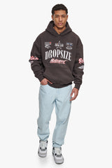 HEAVY OVERSIZE MOTORSPORT HOODIE WASHED BLACK