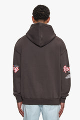 HEAVY OVERSIZE MOTORSPORT HOODIE WASHED BLACK