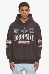 HEAVY OVERSIZE MOTORSPORT HOODIE WASHED BLACK