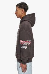 HEAVY OVERSIZE MOTORSPORT HOODIE WASHED BLACK