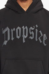 HEAVY OVERSIZE LOGO PUFFER PRINT HOODIE  BLACK