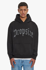 HEAVY OVERSIZE LOGO PUFFER PRINT HOODIE  BLACK