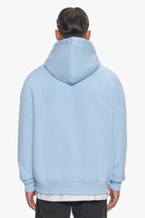 HEAVY OVERSIZE LOGO PUFFER PRINT HOODIE BABY BLUE