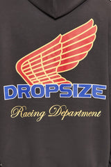 SUPER HEAVY OVERSIZE RACING DEPARTMENT HOODIE WASHED BLACK