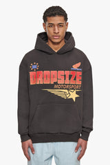 SUPER HEAVY OVERSIZE RACING DEPARTMENT HOODIE WASHED BLACK