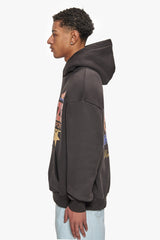 SUPER HEAVY OVERSIZE RACING DEPARTMENT HOODIE WASHED BLACK