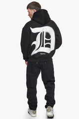 SUPER HEAVY OVERSIZE  BLURRED LOGO HOODIE BLACK
