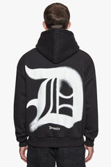SUPER HEAVY OVERSIZE  BLURRED LOGO HOODIE BLACK