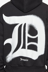 SUPER HEAVY OVERSIZE  BLURRED LOGO HOODIE BLACK