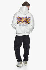 HEAVY OVERSIZE NEVER GIVE UP HOODIE WASHED WHITE