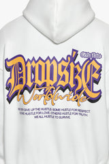 HEAVY OVERSIZE NEVER GIVE UP HOODIE WASHED WHITE