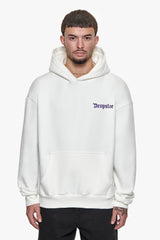 HEAVY OVERSIZE NEVER GIVE UP HOODIE WASHED WHITE