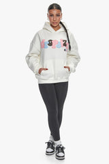 HEAVY OVERSIZE MIXED COLOUR PUFFER PRINT CREAM WHITE