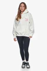 HEAVY OVERSIZE LADIES LETTERS HOODIE CREAM / PINK