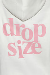 HEAVY OVERSIZE LADIES LETTERS HOODIE CREAM / PINK