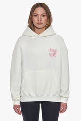 HEAVY OVERSIZE LADIES LETTERS HOODIE CREAM / PINK
