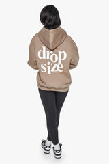HEAVY OVERSIZE LADIES LETTERS HOODIE SILVER MINK / WHITE