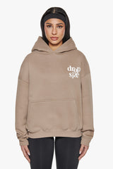 HEAVY OVERSIZE LADIES LETTERS HOODIE SILVER MINK / WHITE