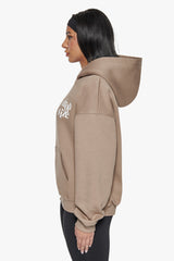 HEAVY OVERSIZE LADIES LETTERS HOODIE SILVER MINK / WHITE
