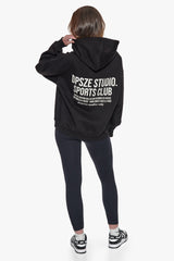 HEAVY OVERSIZE LADIES SPORTSCLUB HOODIE BLACK
