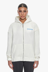ESSENTIAL CREW ZIP HOODIE CREAM WHITE