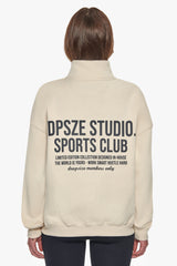 HEAVY OVERSIZED LADIES SPORTSCLUB HALF ZIP HOODIE COCONUT MILK