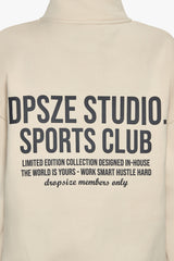 HEAVY OVERSIZED LADIES SPORTSCLUB HALF ZIP HOODIE COCONUT MILK